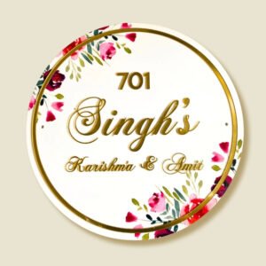 Personalized Printed Floral Round Acrylic Nameplate